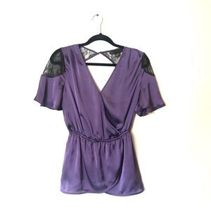 Metropark Satin Lace Peplum Blouse